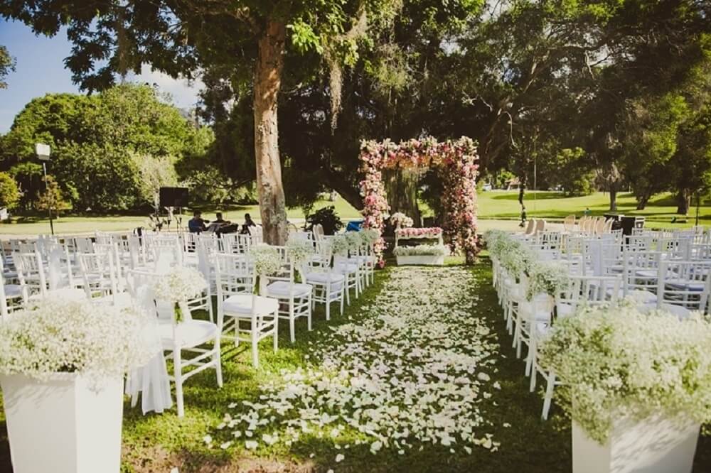 decoração de casamento simples Chácara