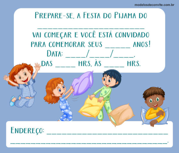 festa pijama Convite