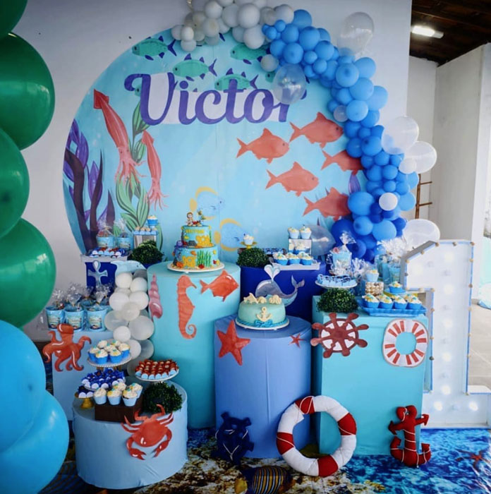 festa fundo do mar Azul