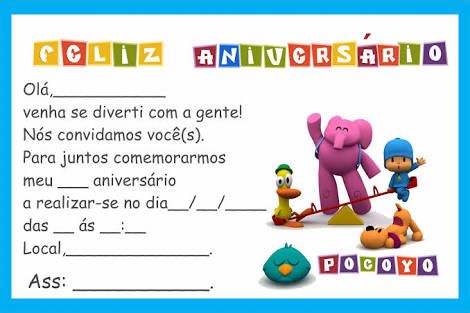 Festa Pocoyo Convite