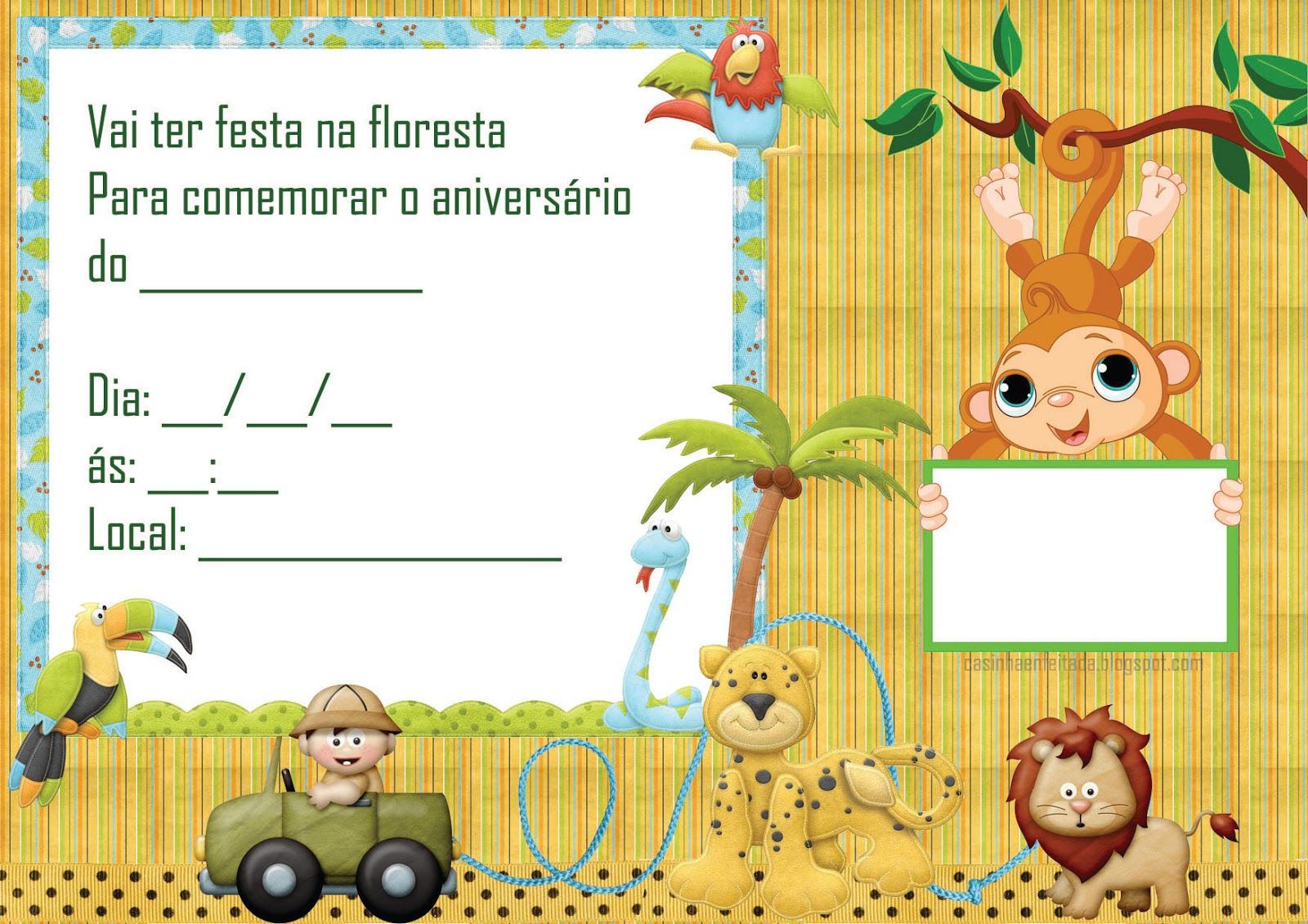 festa safari Convite