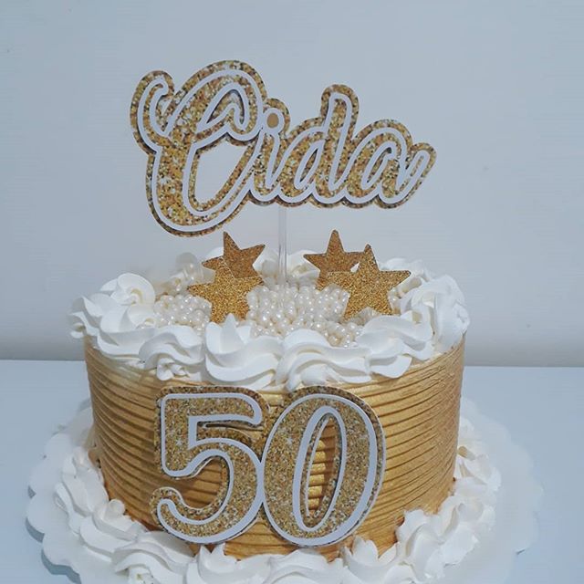 Bolo aniversário 50 anos - Eronilda Bolos Decorados