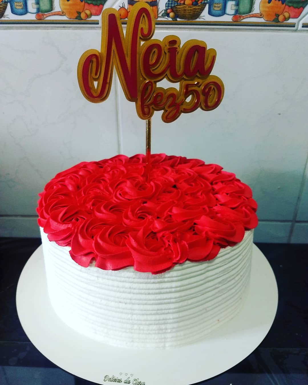 Bolo aniversário 50 anos - Eronilda Bolos Decorados