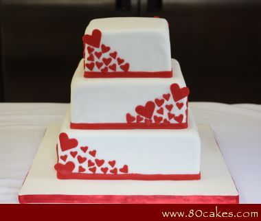 bolo de casamento quadrado Com Coração