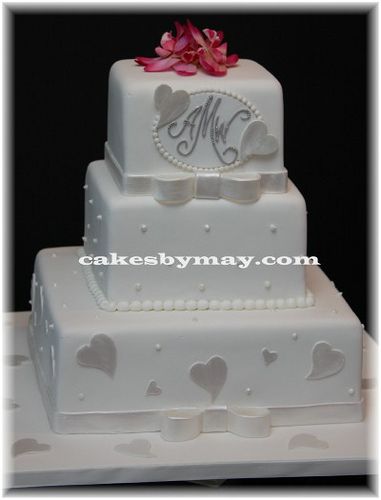 bolo de casamento quadrado Com Coração