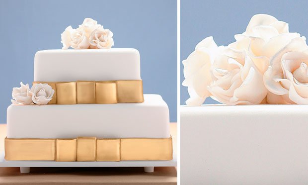 bolo de casamento quadrado Com Pasta Americana