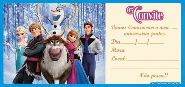 convite frozen Para Imprimir