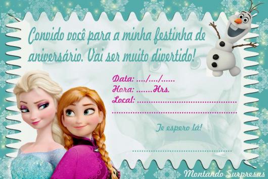 convite frozen Para Imprimir