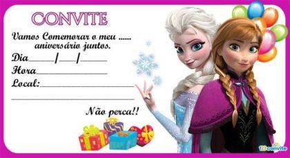 convite frozen Para Imprimir