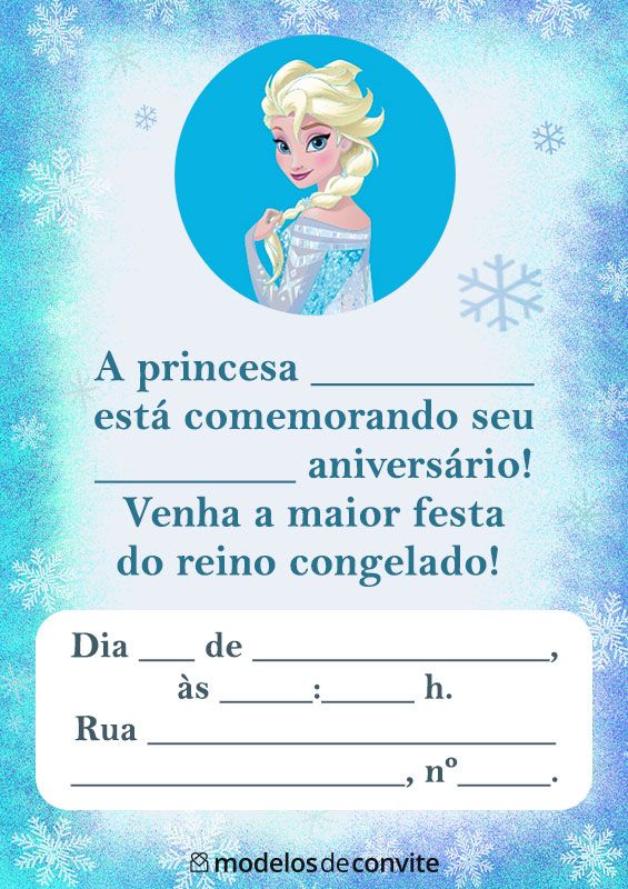 convite frozen Para Imprimir