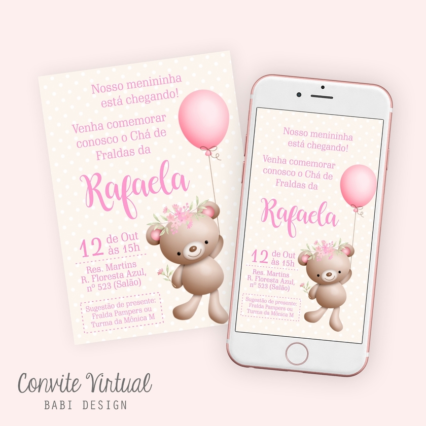 convite rosa Virtual