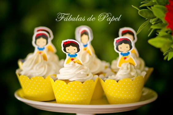 cupcake branca de neve Topper