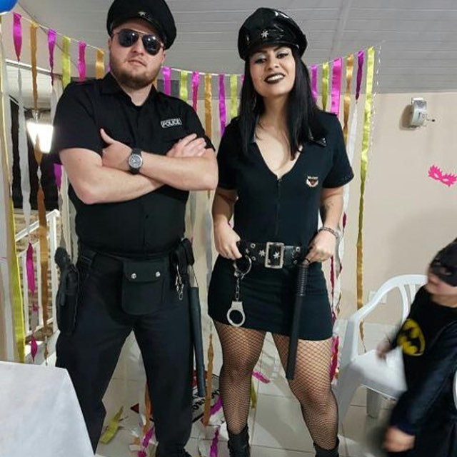 Fantasia Policial Feminina Masculina Improvisada Halloween