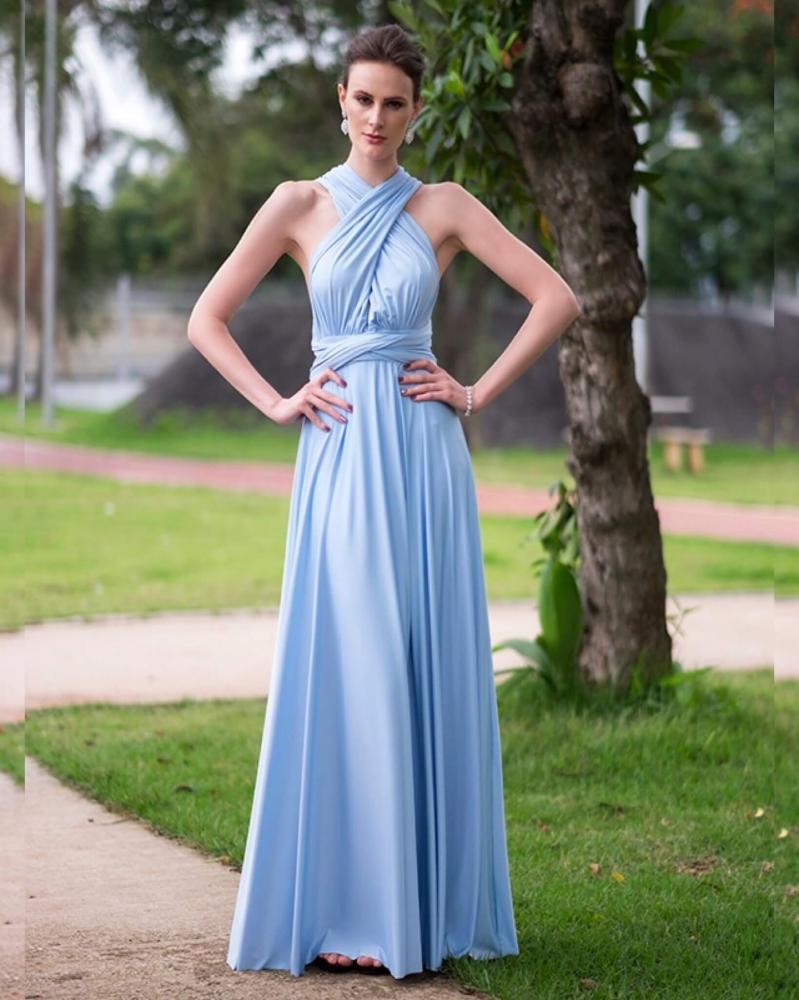vestido de formatura Azul