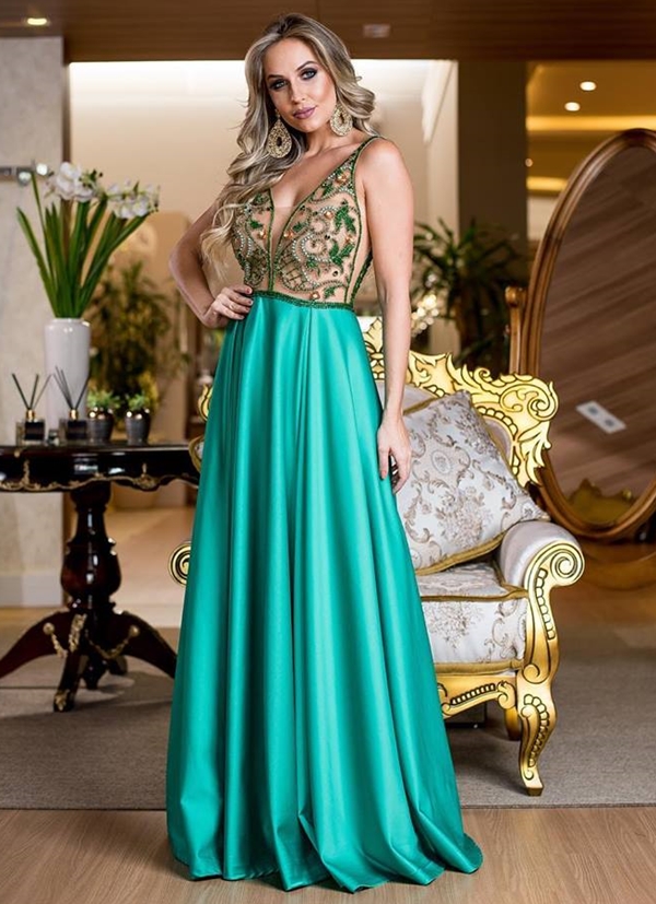 vestido de formatura Verde