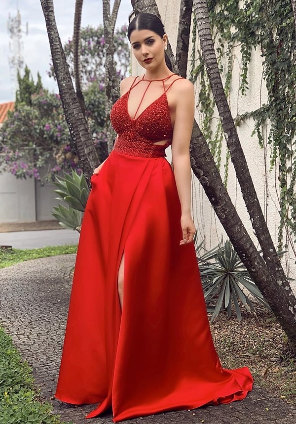 vestido formatura direito vermelho