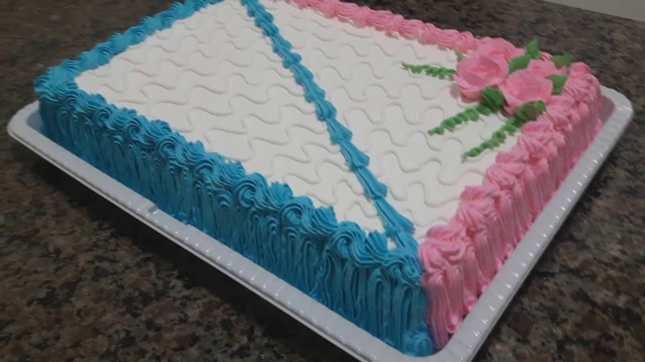 bolo azul e rosa Glacê