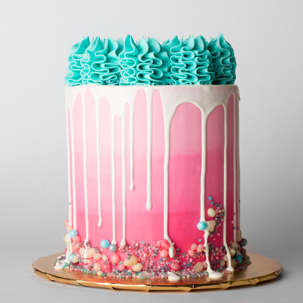 bolo azul e rosa Granulados