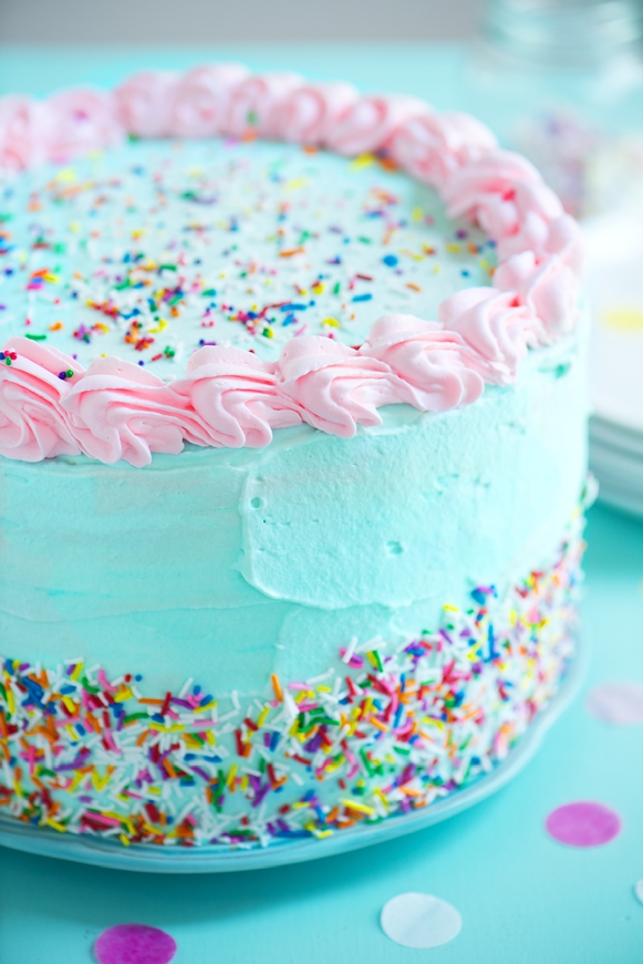 bolo azul e rosa Granulados