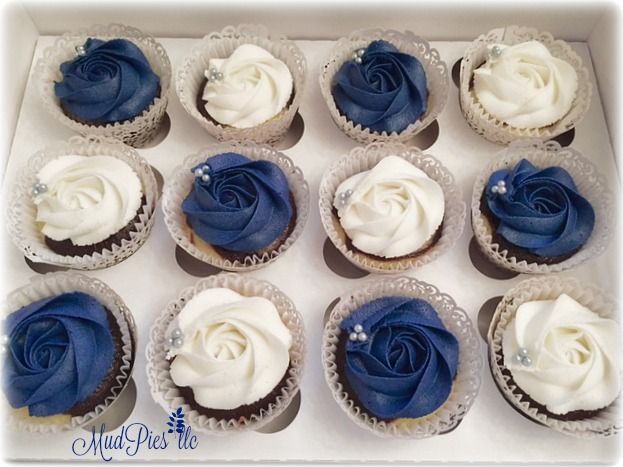 cupcake para casamento Azul Marinho