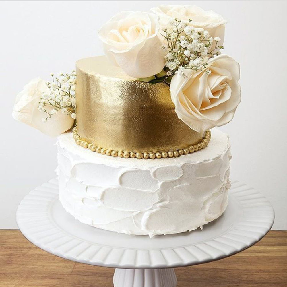 Bolo de bodas de prata Dourado