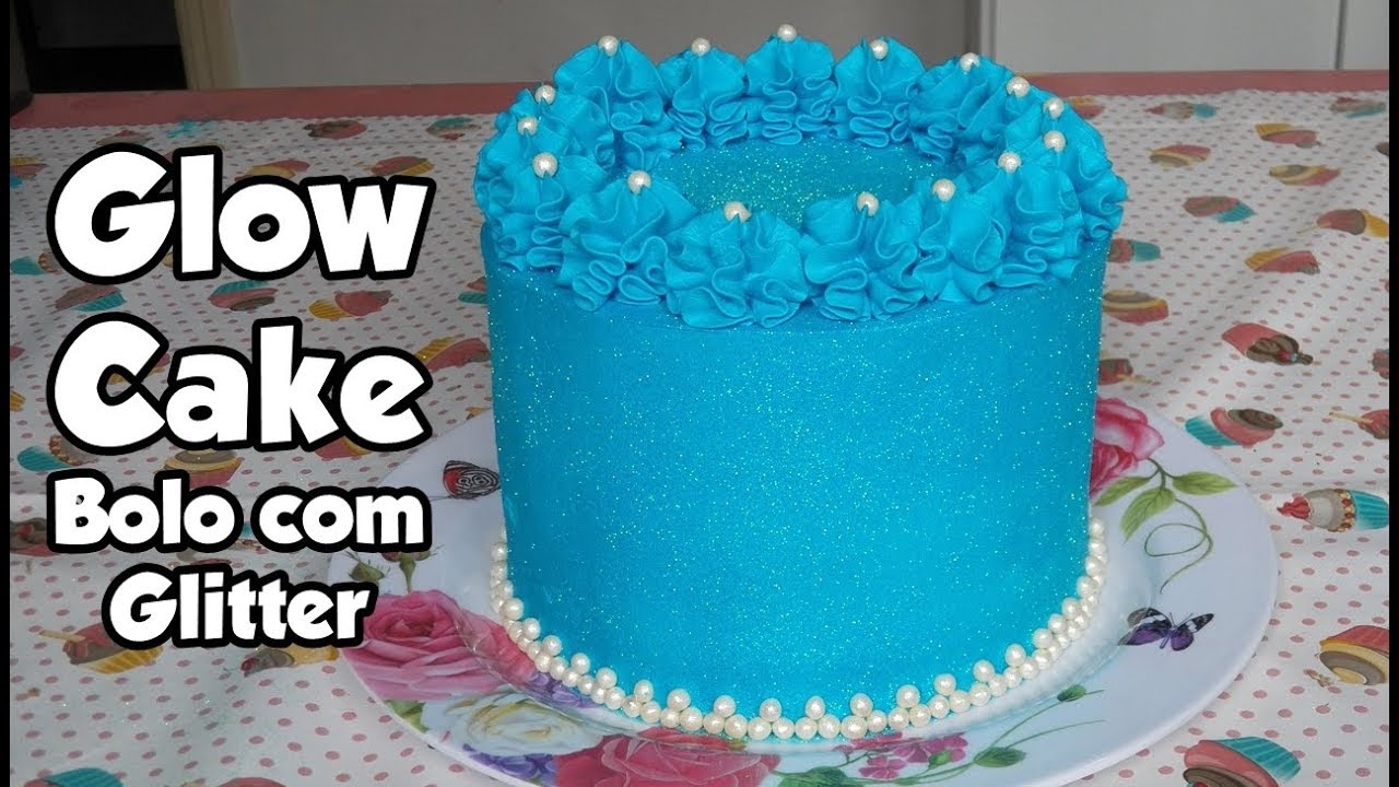 Glow Cake Azul com Borboletas 🦋 #confeitaria #bolosdecorados #glowca