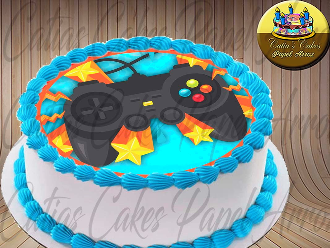 bolo #decoração #topper #jogo #videogame #festa #chantilly #confeitaria  #cake #infantil #azul