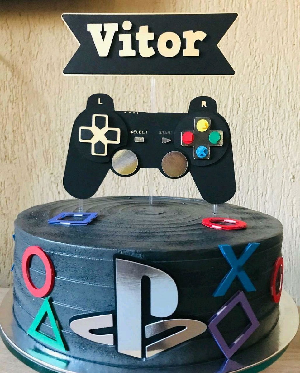 Bolo de videogame: 80 ideias que vão elevar o nível da sua festa  Bolos de  videogame, Bolo de playstation, Bolo aniversario infantil