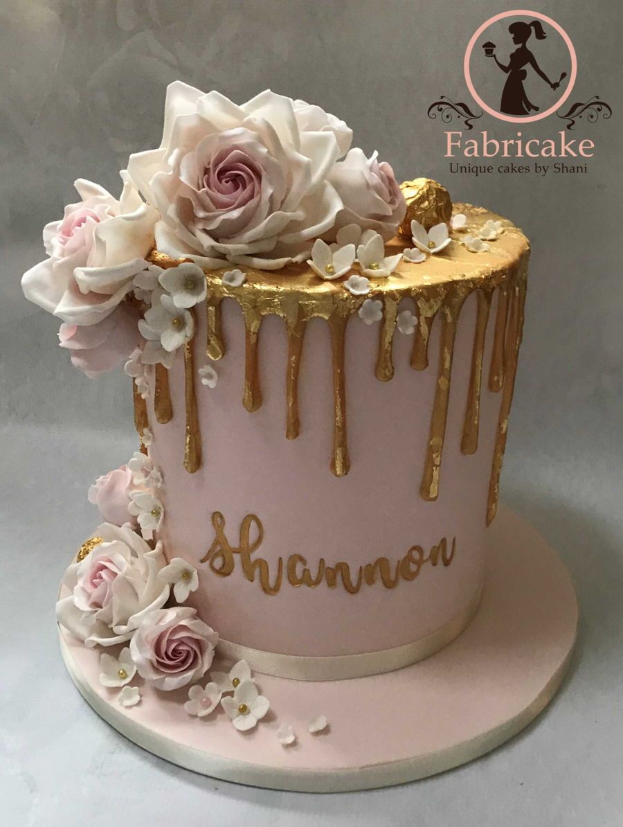 Bolo Glow Cake Rosa e Dourado