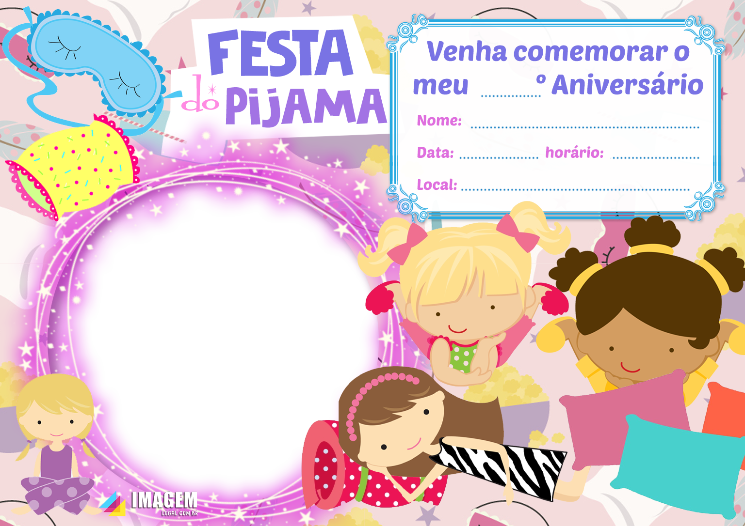 Convite de festa do pijama De aniversário