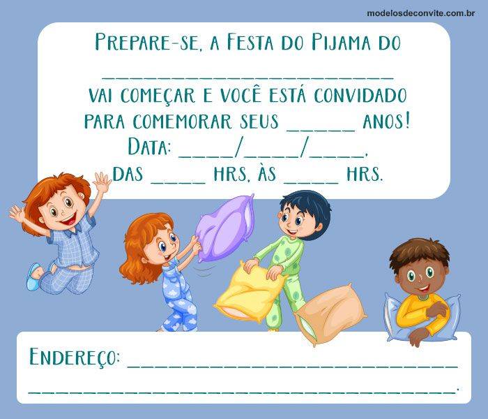 Convite de festa do pijama Para imprimir