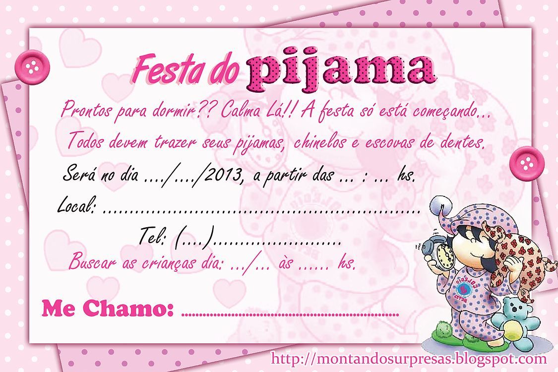 Convite de festa do pijama Simples