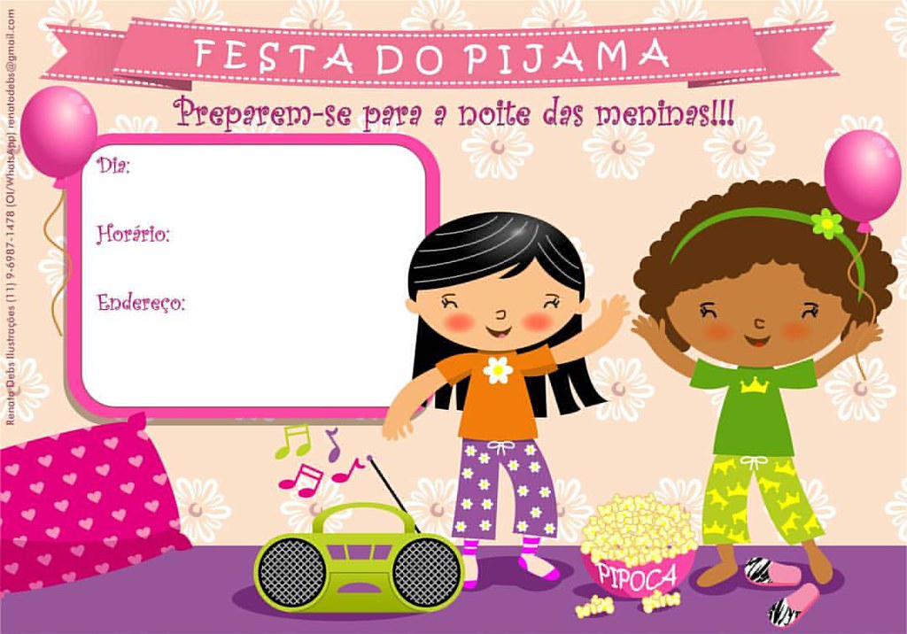 Convite de festa do pijama Simples