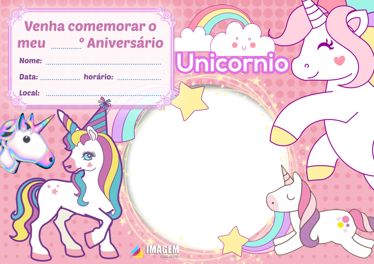 Convite de festa do pijama Unicórnio para editar