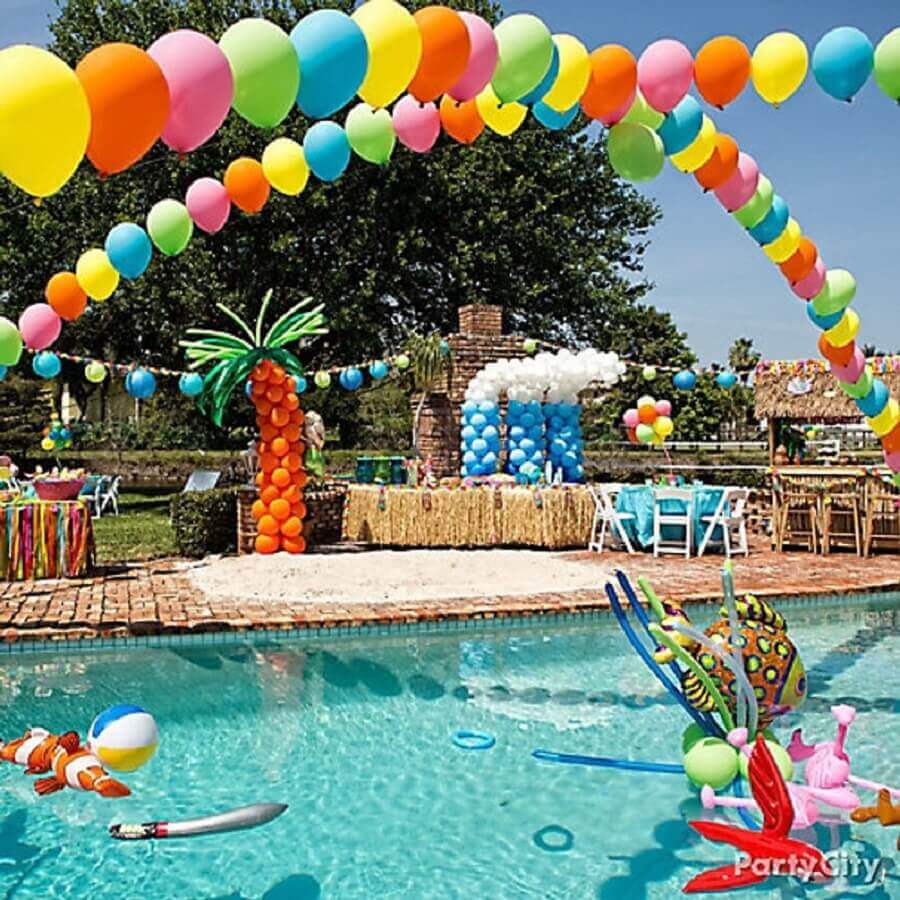 Festa pool party Decoração