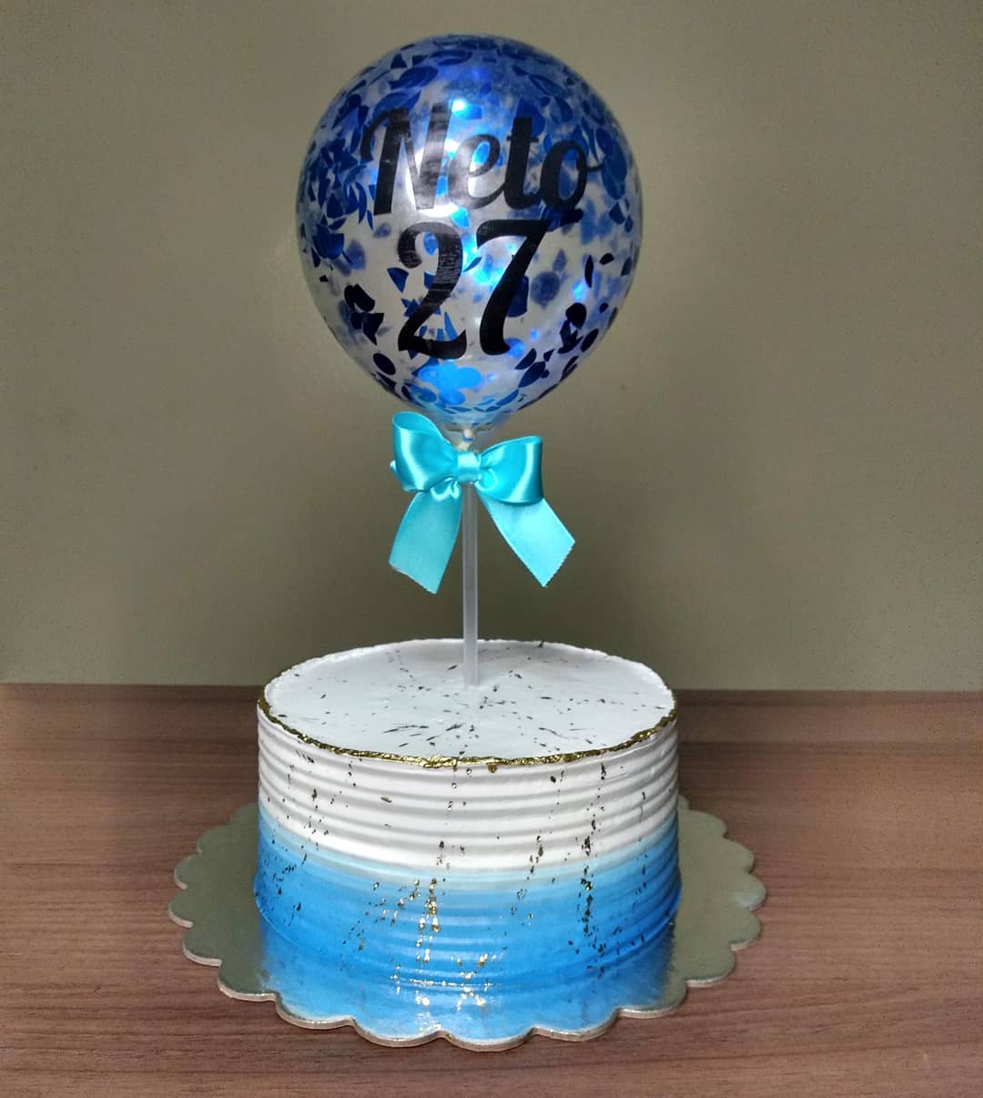 Topper azul para bolo masculino, decoração de feliz aniversário de