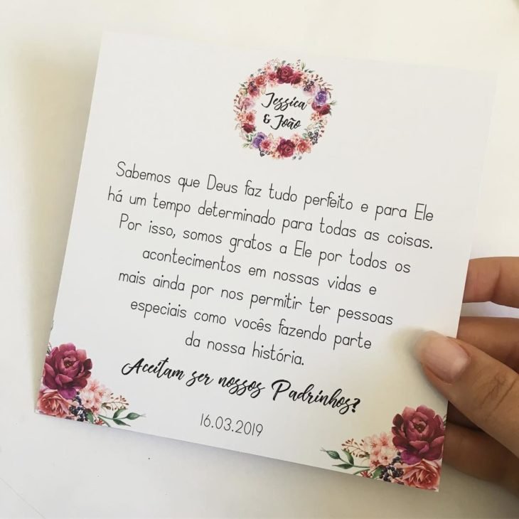 Convite para ser madrinha De casamento