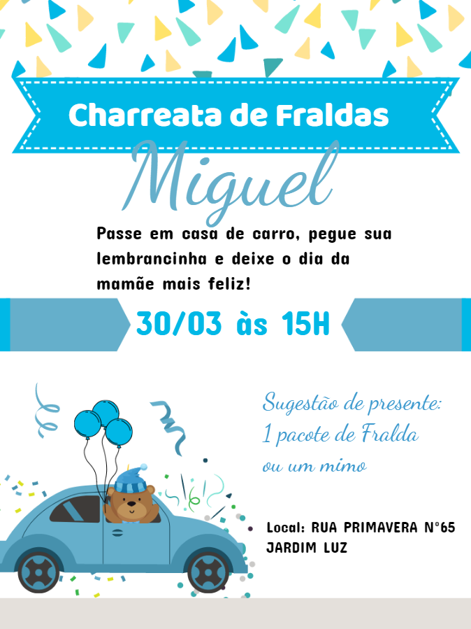 Convite charreata De Fraldas