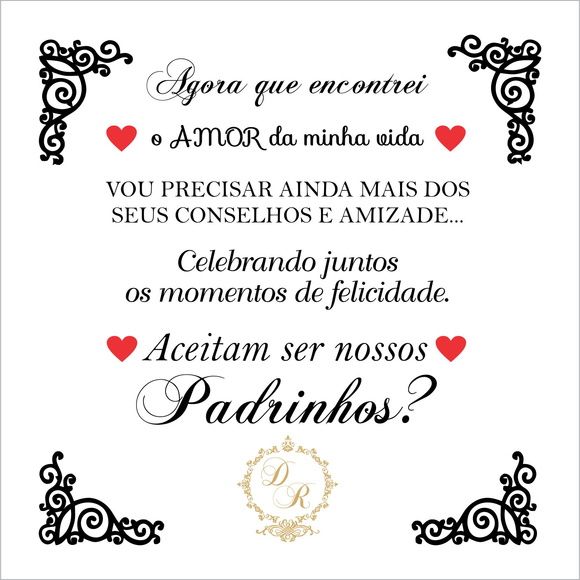 Convite para madrinha de casamento Texto