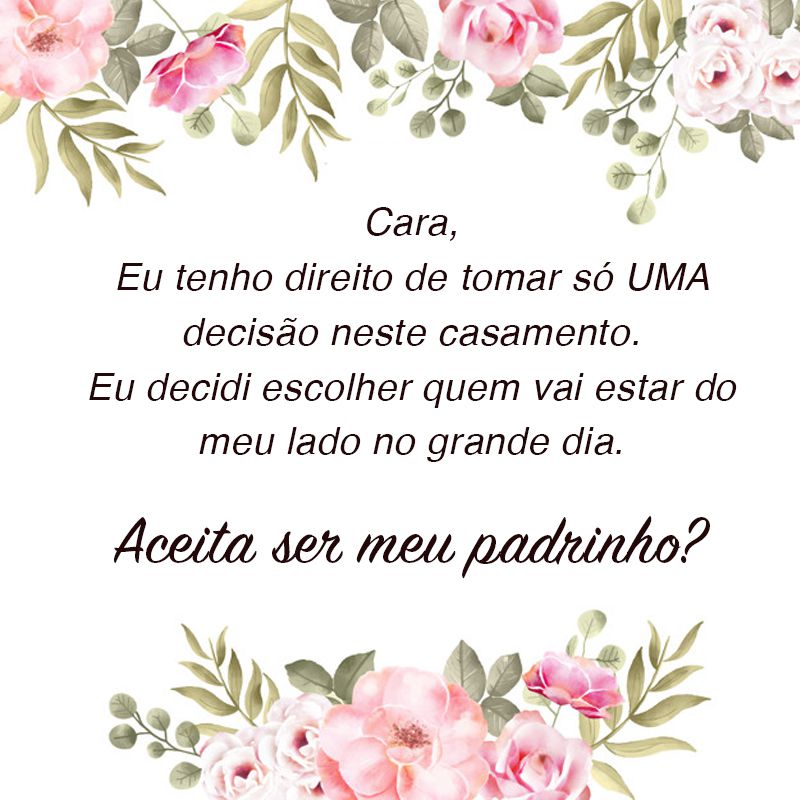 Convite para madrinha de casamento Texto