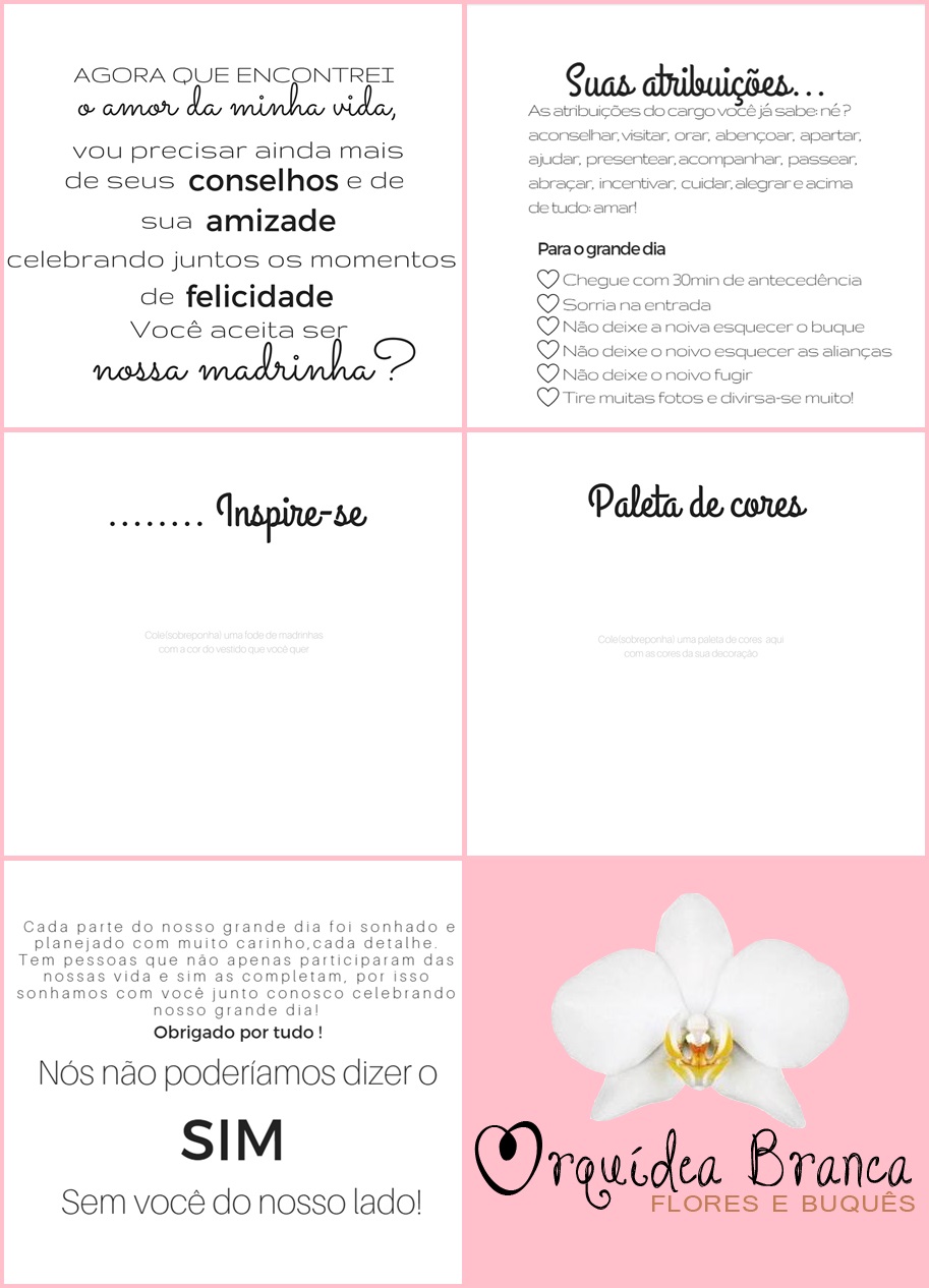 Convite para madrinha de casamento Para editar