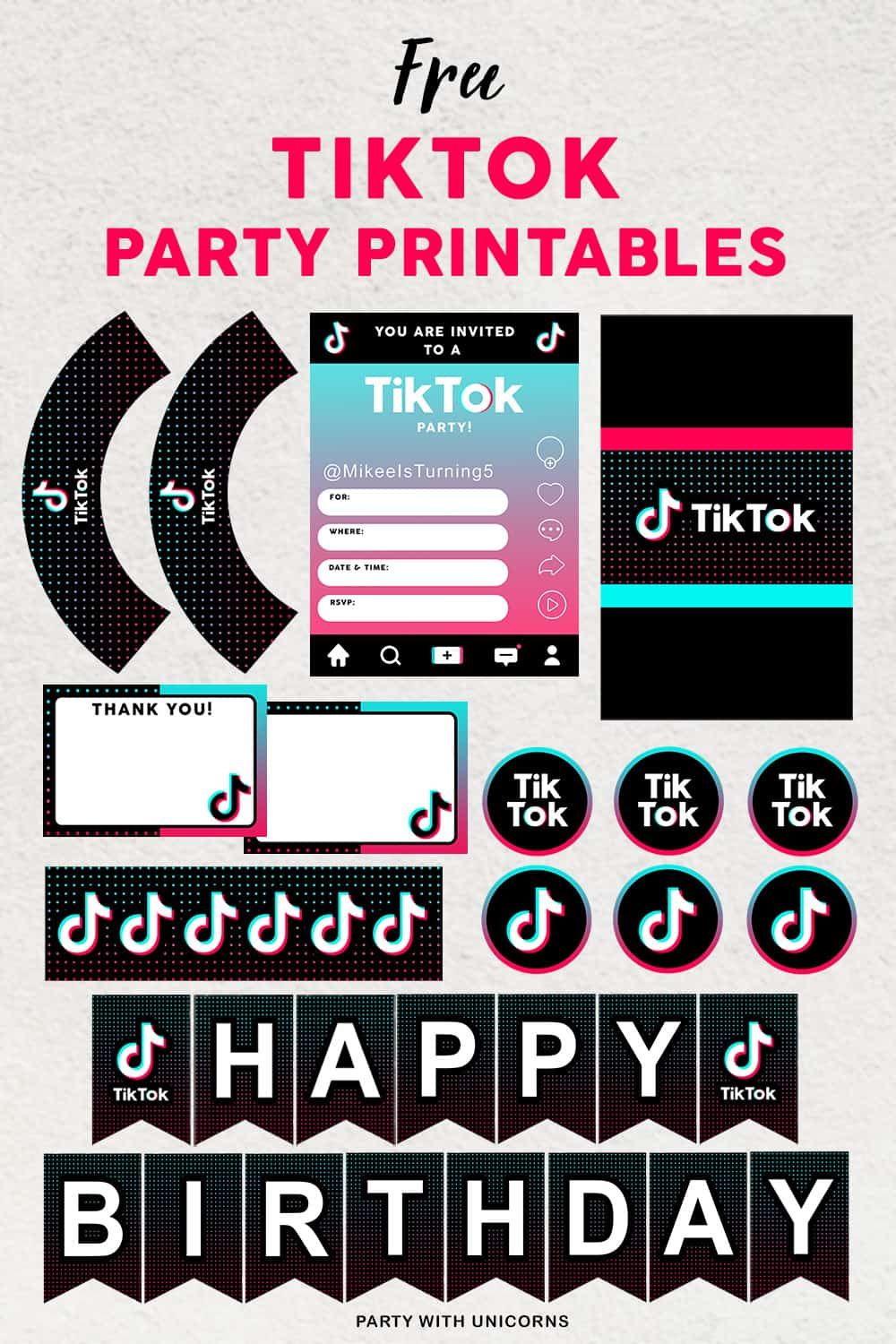 Festa Tik Tok Para imprimir